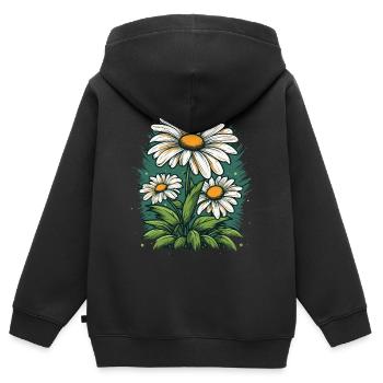 Gänseblümchen - Kinder Premium Organic Zip Hoodie - Schwarz - Hinten - AI Model Kid Male (0cm)