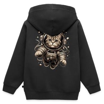 Astronaut BKH getigert Geschenk - Kinder Premium Organic Zip Hoodie - Schwarz - Hinten - AI Model Kid Male (0cm)