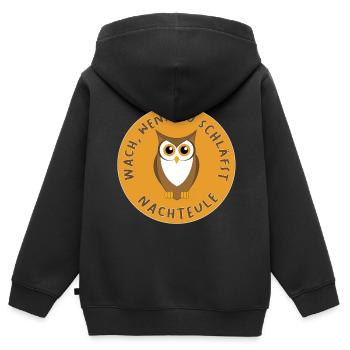 Nachteule - Kinder Premium Organic Zip Hoodie - Schwarz - Hinten - AI Model Kid Male (0cm)