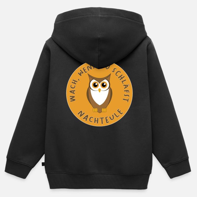 Oiseau de nuit - Sweat Premium à capuche zippé enfant bio - noir