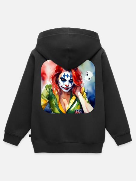 Cooles Harlequin Poker Gothic Mädchen - Kinder Premium Organic Zip Hoodie - Schwarz