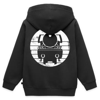 Dampflokomotive Zeichnung - Kinder Premium Organic Zip Hoodie - Schwarz - Hinten - AI Model Kid Male (0cm)