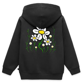 Gänseblümchen Blumenranke Margeriten Blumenmuster - Kinder Premium Organic Zip Hoodie - Schwarz - Hinten - AI Model Kid Male (0cm)