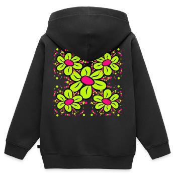 bunte Blüte Blumenmuster Margeriten Blumenranke - Kinder Premium Organic Zip Hoodie - Schwarz - Hinten - AI Model Kid Male (0cm)