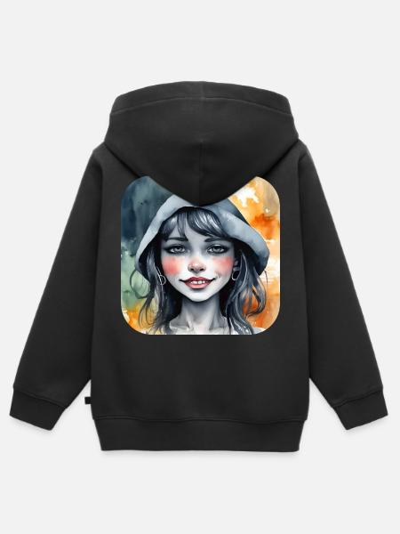 Moin Moin Mädchen - Kinder Premium Organic Zip Hoodie - Schwarz