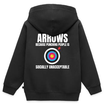 Bogenschießen Ziele Bogenschütze Bullseye Schießsport - Kinder Premium Organic Zip Hoodie - Schwarz - Hinten - AI Model Kid Male (0cm)
