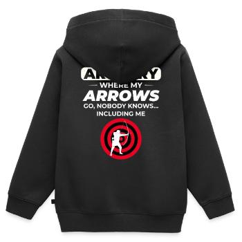 Bogenschießen Ziele Bogenschütze Bullseye Schießsport - Kinder Premium Organic Zip Hoodie - Schwarz - Hinten - AI Model Kid Male (0cm)