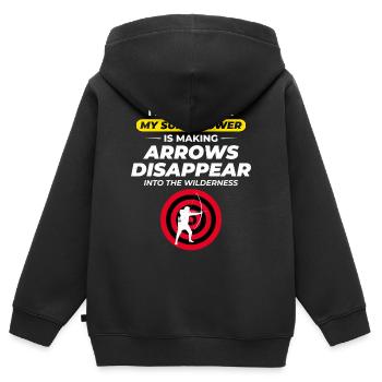 Bogenschießen Ziele Bogenschütze Bullseye Schießsport - Kinder Premium Organic Zip Hoodie - Schwarz - Hinten - AI Model Kid Male (0cm)