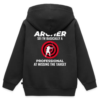 Tir à l’arc Cibles Archer Bullseye Tir Sport - Sweat Premium à capuche zippé enfant bio - noir - Dos - AI Model Kid Male (0cm)