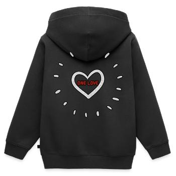 One Love Heart - Kinder Premium Organic Zip Hoodie - Schwarz - Hinten - AI Model Kid Male (0cm)