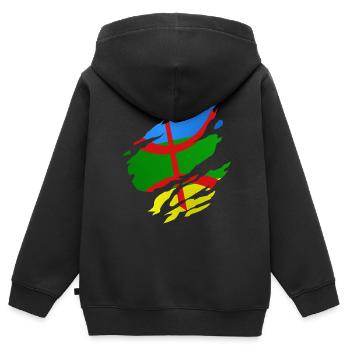 Amazigh flag - Sweat Premium à capuche zippé enfant bio - noir - Dos - AI Model Kid Male (0cm)