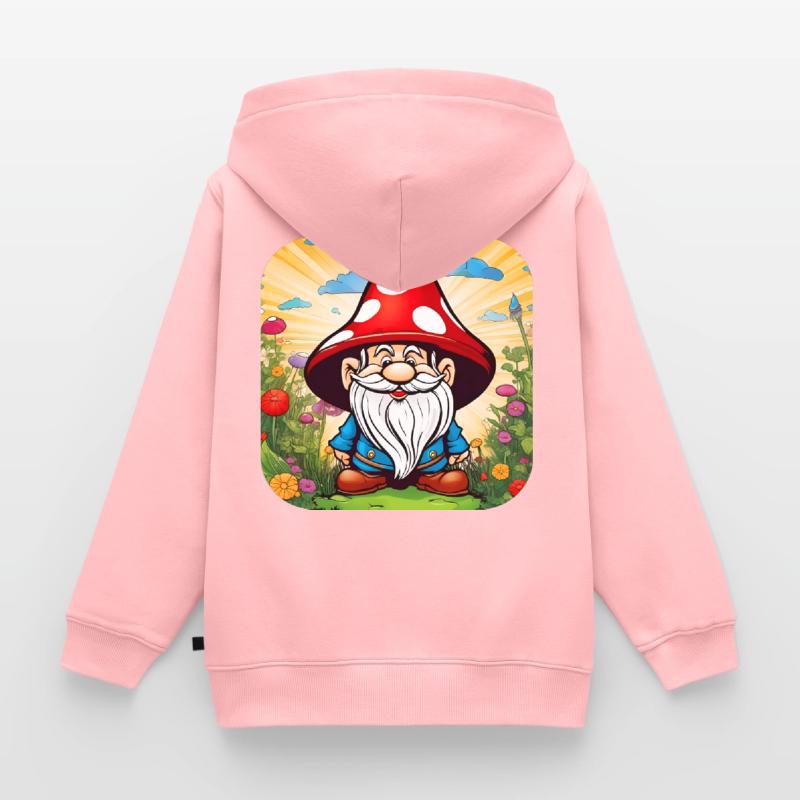Cute Toadstool Leprechaun Kids Premium Organic Zip-up Hoodie