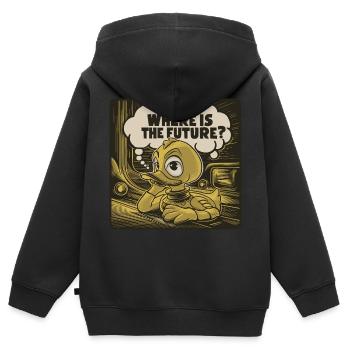 Canard en plastique jaune réfléchi - Sweat Premium à capuche zippé enfant bio - noir - Dos - AI Model Kid Male (0cm)