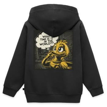Déclaration réfléchie de canard de canard en plastique jaune - Sweat Premium à capuche zippé enfant bio - noir - Dos - AI Model Kid Male (0cm)