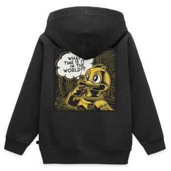 Déclaration réfléchie de canard de canard en plastique jaune - Sweat Premium à capuche zippé enfant bio - noir - Dos - AI Model Kid Male (0cm)