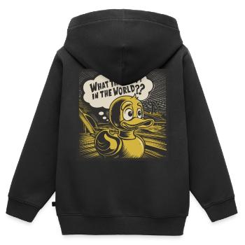 Déclaration réfléchie de canard de canard en plastique jaune - Sweat Premium à capuche zippé enfant bio - noir - Dos - AI Model Kid Male (0cm)