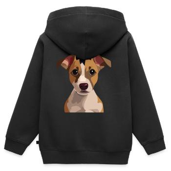 Hund - Kinder Premium Organic Zip Hoodie - Schwarz - Hinten - AI Model Kid Male (0cm)