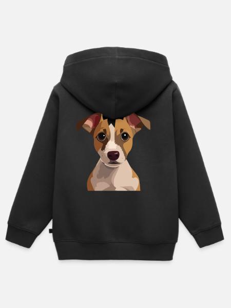 Hund - Kinder Premium Organic Zip Hoodie - Schwarz