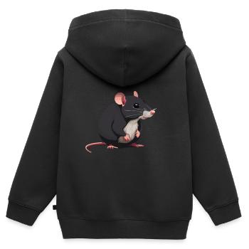 Maus - Kinder Premium Organic Zip Hoodie - Schwarz - Hinten - AI Model Kid Male (0cm)