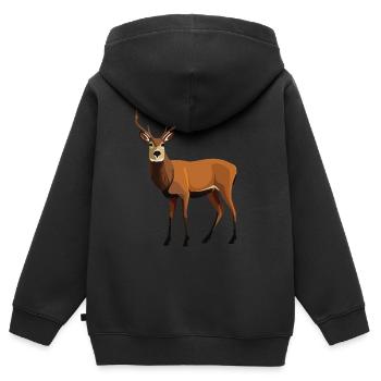 Hirsch - Kinder Premium Organic Zip Hoodie - Schwarz - Hinten - AI Model Kid Male (0cm)