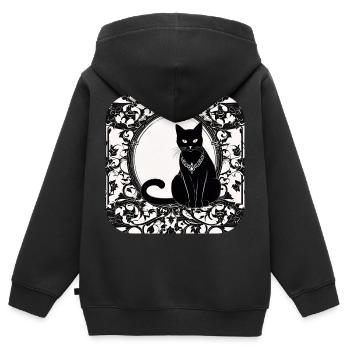 Mystische schwarze Katze - Kinder Premium Organic Zip Hoodie - Schwarz - Hinten - AI Model Kid Male (0cm)
