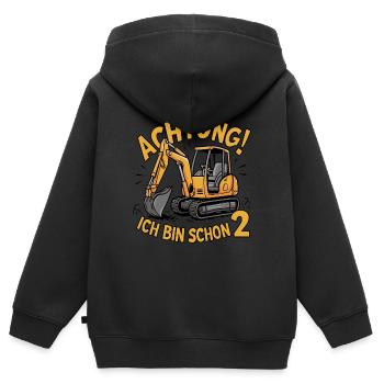 Attention! I'm already 2 - Kids Premium Organic Zip-up Hoodie - black - Back - AI Model Kid Male (0cm)