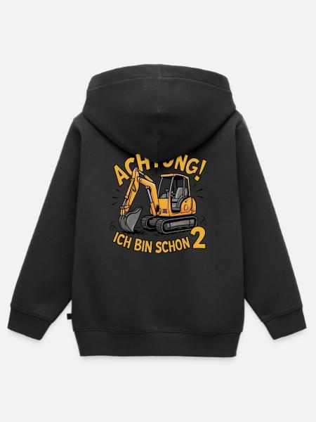 Attention! I'm already 2 - Kids Premium Organic Zip-up Hoodie - black