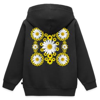 Blumen Margeriten Sonnenblumen Gänseblümchen - Kinder Premium Organic Zip Hoodie - Schwarz - Hinten - AI Model Kid Male (0cm)