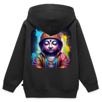 Mystical Spiritual Buddha - Kids Premium Organic Zip-up Hoodie - black - Back - AI Model Kid Male (0cm)