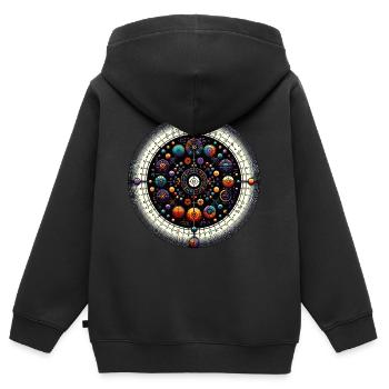 Zodiaque mystique Sphère céleste - Sweat Premium à capuche zippé enfant bio - noir - Dos - AI Model Kid Male (0cm)