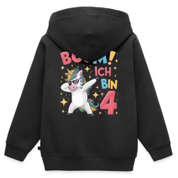 Boom! Ich bin 4 - Einhorn - Kinder Premium Organic Zip Hoodie - Schwarz - Hinten - AI Model Kid Male (0cm)