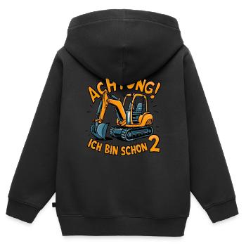 Ich bin schon 2 - Bagger - Kinder Premium Organic Zip Hoodie - Schwarz - Hinten - AI Model Kid Male (0cm)