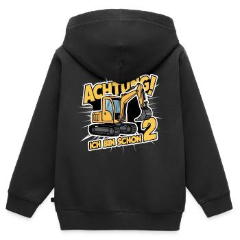 Ich bin schon 2 - Bagger - Kinder Premium Organic Zip Hoodie - Schwarz - Hinten - AI Model Kid Male (0cm)