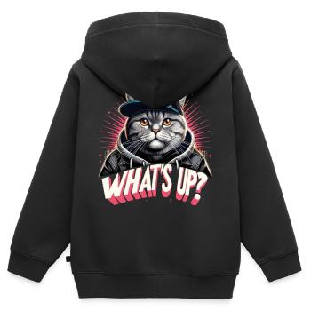 BKH Britisch Kurzhaar Katze getigert Gangster - Kinder Premium Organic Zip Hoodie - Schwarz - Hinten - AI Model Kid Male (0cm)