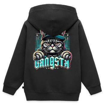 BKH Britisch Kurzhaar Katze getigert Gangsta Gangs - Kinder Premium Organic Zip Hoodie - Schwarz - Hinten - AI Model Kid Male (0cm)
