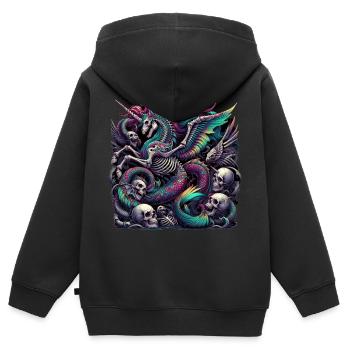 Neon Gothic Unicorn - Kids Premium Organic Zip-up Hoodie - black - Back - AI Model Kid Male (0cm)
