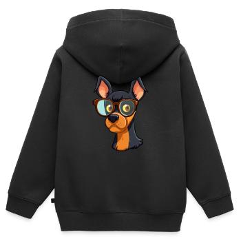 Doberman Pinscher Dog Breed Watercolor Cartoon Kaw - Kids Premium Organic Zip-up Hoodie - black - Back - AI Model Kid Male (0cm)