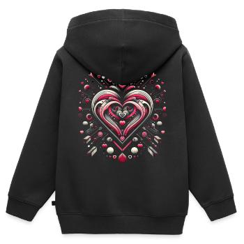 Heart Swirl Romantik - Kinder Premium Organic Zip Hoodie - Schwarz - Hinten - AI Model Kid Male (0cm)