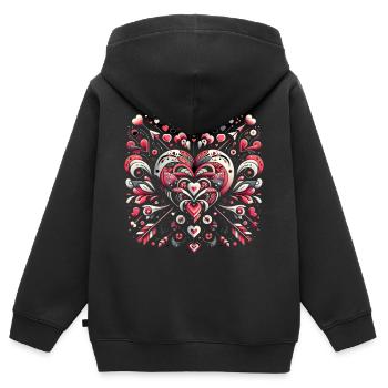 Heart Fusion Eleganz - Kinder Premium Organic Zip Hoodie - Schwarz - Hinten - AI Model Kid Male (0cm)