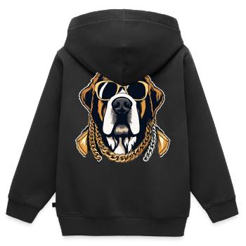 Bernhardiner Gangsta Gangster Hund Geschenk - Kinder Premium Organic Zip Hoodie - Schwarz - Hinten - AI Model Kid Male (0cm)