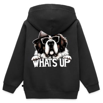 Bernhardiner Hund Was geht ab Geschenk - Kinder Premium Organic Zip Hoodie - Schwarz - Hinten - AI Model Kid Male (0cm)
