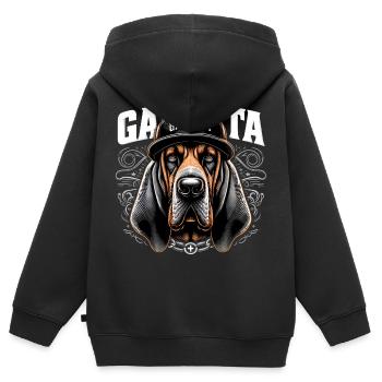 Bloodhound Gangsta Gangster Hund Geschenk - Kinder Premium Organic Zip Hoodie - Schwarz - Hinten - AI Model Kid Male (0cm)