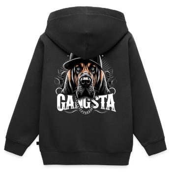 Bloodhound Gangsta Gangster Hund Geschenk - Kinder Premium Organic Zip Hoodie - Schwarz - Hinten - AI Model Kid Male (0cm)