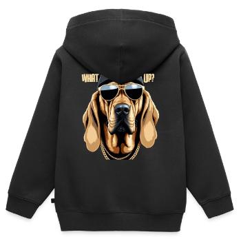 Bloodhound Was geht Gangsta Hund Geschenk - Kinder Premium Organic Zip Hoodie - Schwarz - Hinten - AI Model Kid Male (0cm)