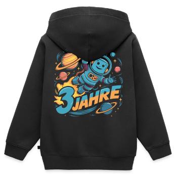 3 Jahre Kleiner Roboter als Astronaut im Weltraum - Kinder Premium Organic Zip Hoodie - Schwarz - Hinten - AI Model Kid Male (0cm)