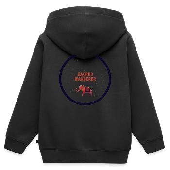 Odyssée de l’éléphant sacré - Sweat Premium à capuche zippé enfant bio - noir - Dos - AI Model Kid Male (0cm)