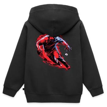 Baseballspieler roter Fänger in der Pop Art - Kinder Premium Organic Zip Hoodie - Schwarz - Hinten - AI Model Kid Male (0cm)