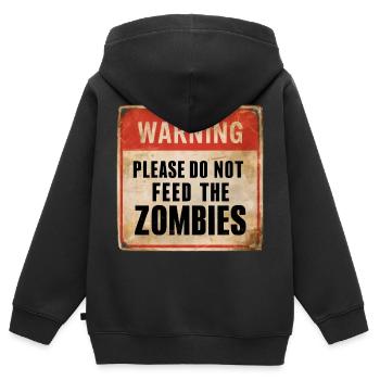 Avertissement Ne nourrissez pas les zombies Signe d’avertissement - Sweat Premium à capuche zippé enfant bio - noir - Dos - AI Model Kid Male (0cm)