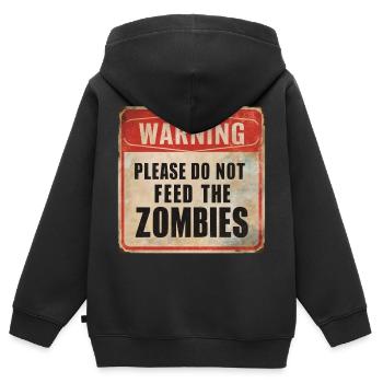 Avertissement Ne nourrissez pas les zombies Signe d’avertissement - Sweat Premium à capuche zippé enfant bio - noir - Dos - AI Model Kid Male (0cm)