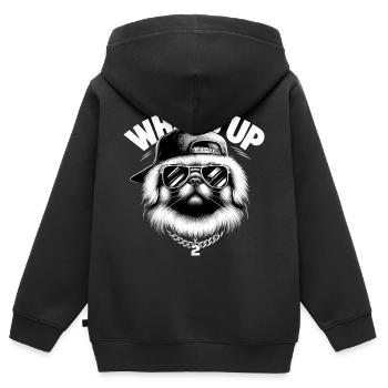 Pekingese Was geht ab Löwenhund Hund Geschenk - Kinder Premium Organic Zip Hoodie - Schwarz - Hinten - AI Model Kid Male (0cm)